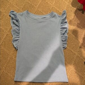 Blue Ruffle Sleeve Kids Top